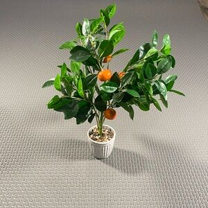Vibrant Faux Orange Tree in White Pot